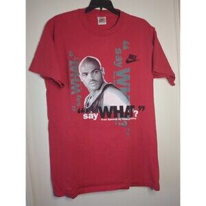Vintage‎ 1990's Nike Air Free Speech Charles Barkley Say What? Red T-shirt Tee